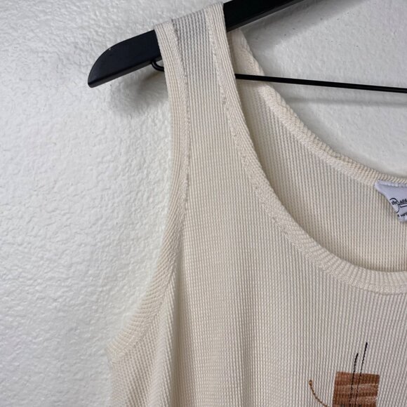 The Added Touch Women's Sleeveless Swing Waffle Top Ivory Size L Lagenlook Art - Picture 8 of 10